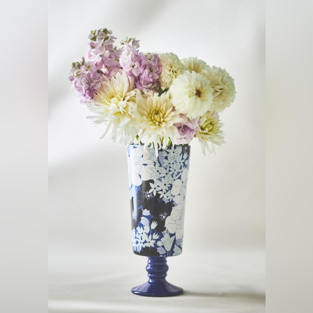 Anthropologie  Lyla Blue and White Floral Vase